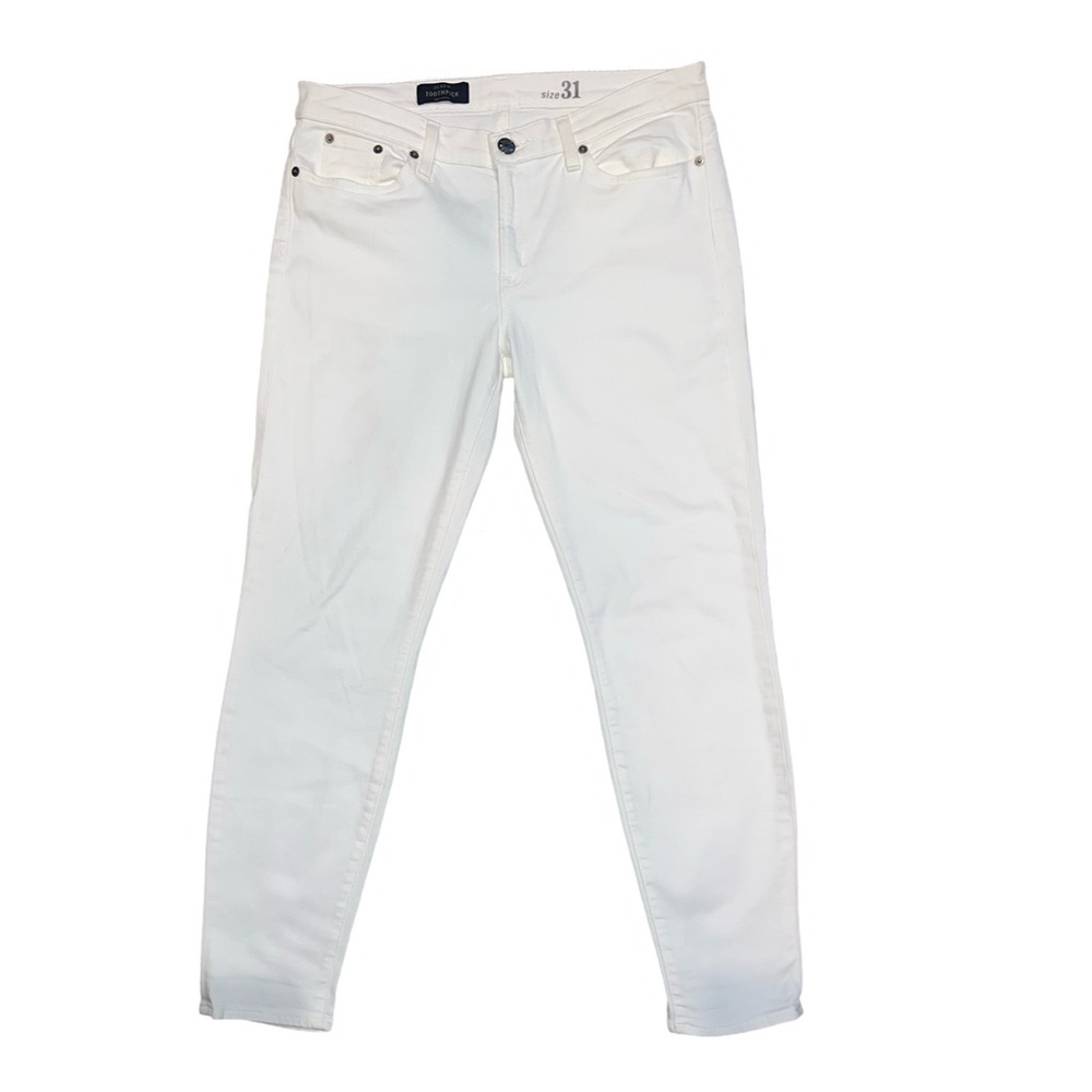 J Crew 9" Mid- Rise Toothpick Jean White Wash Size 31